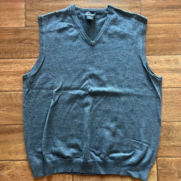 JOS A BANK Sweater Vest Mens M 100% Merino Wool Gray Sleeveless V-Neck Signature - Picture 1 of 5